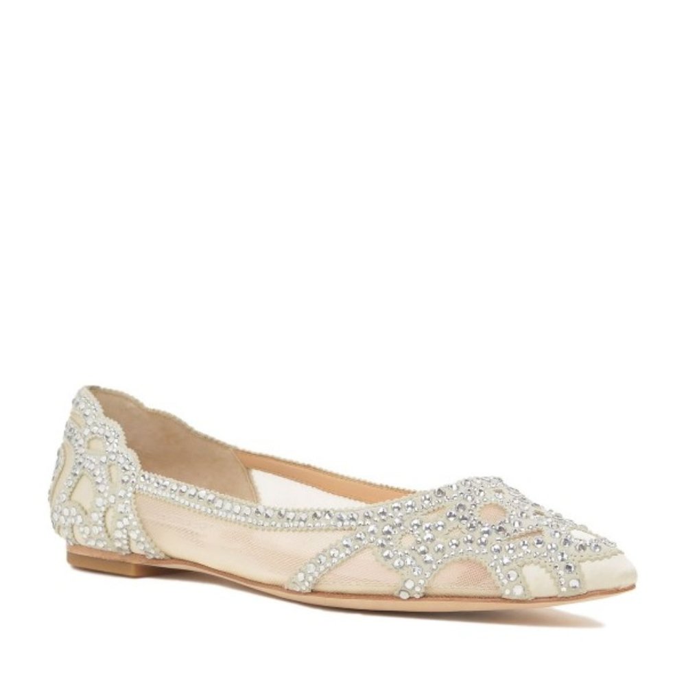 XYD Women Elegant Pointed Toe Rhinestone Flats
